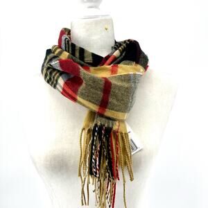 NWT  NEW Softer Than Cashmere Camel Nova Check Plaid Scarf‎ (66 x 12)